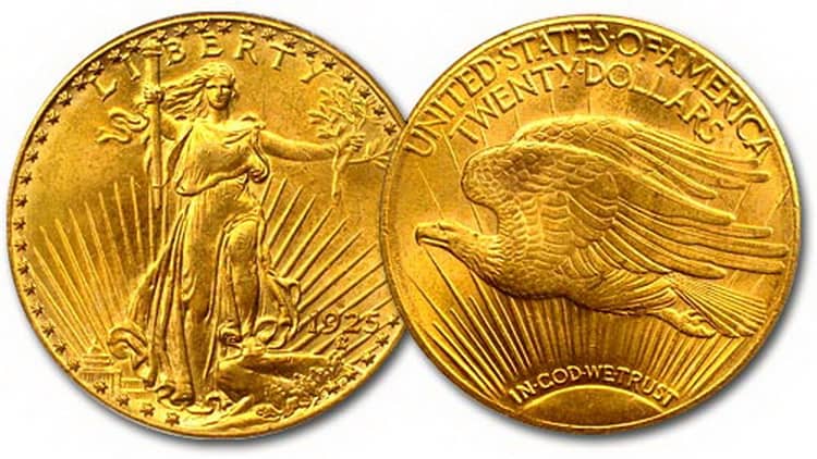 Золотая монета сент годенса