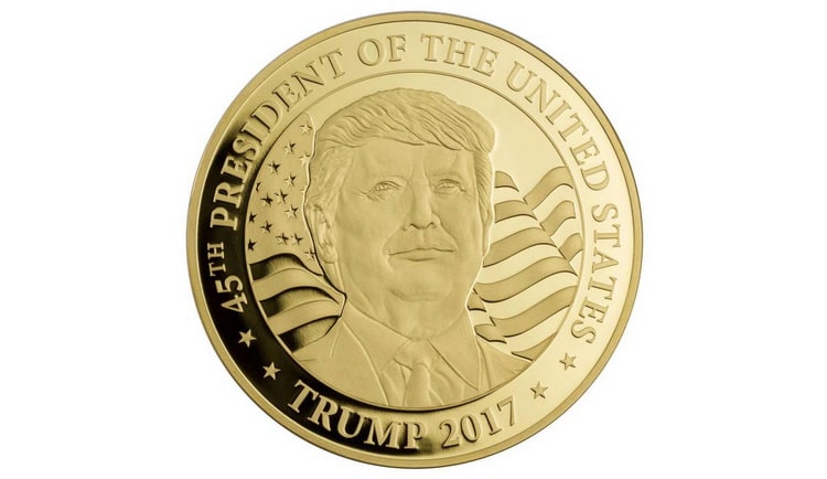 Аверс золотой монеты Трампа
