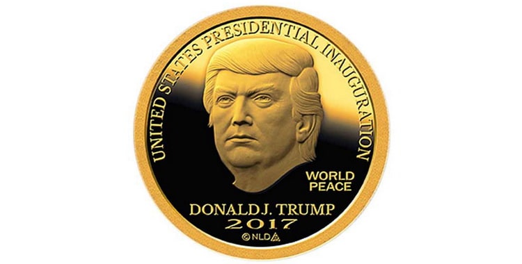 Золотая монета Трамп