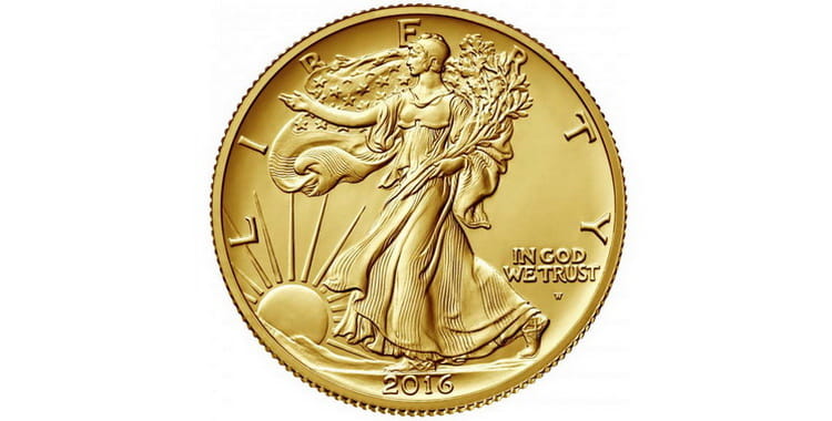 Золотая монета к столетию Шагающей свободы 2016 года