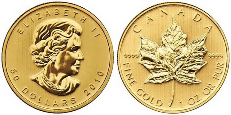 золотая монета Кленовый лист 1 унция