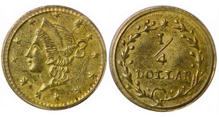 золотая монета 1/4 доллара