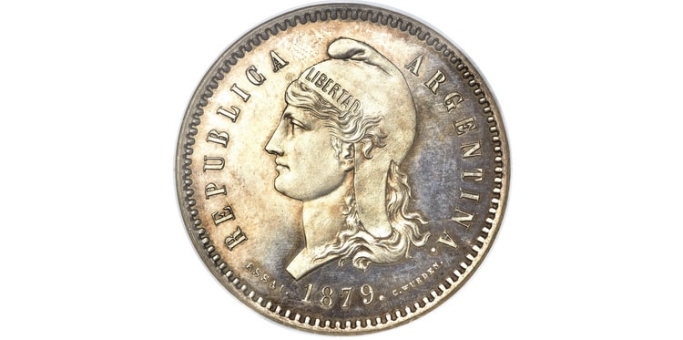 Серебряная монета Аргентины 1879 года