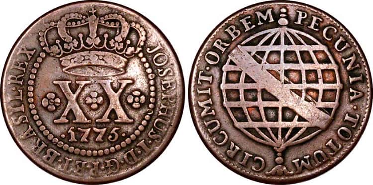 Старинная монета Бразилии 1775 года