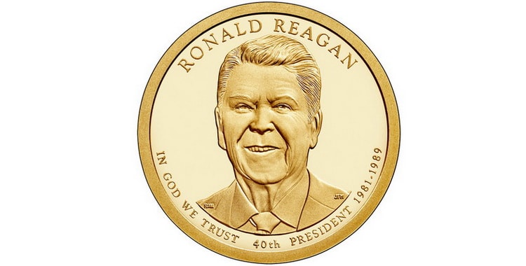 Золотая монета Рональда Рейгана