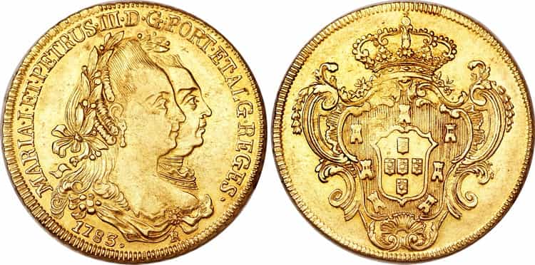 Золотая монета Бразилии 1783 года