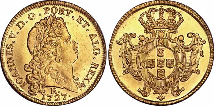 Золотые монеты Бразилии начала 18 столетия