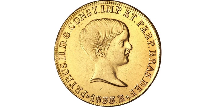Золотая монета Бразилии 1833 года