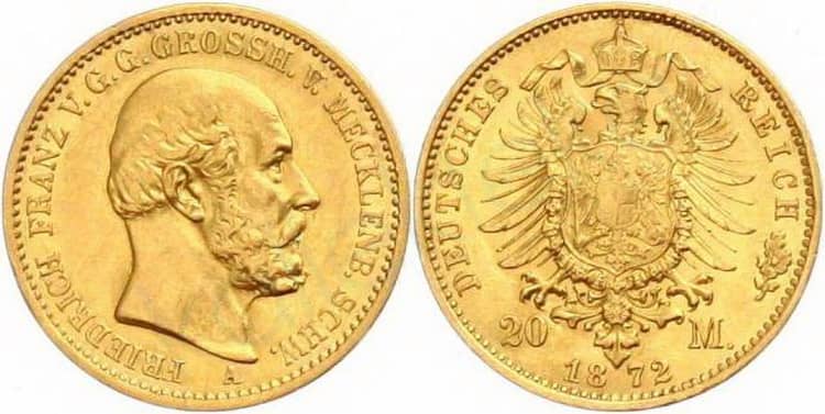 Золотая монета германии 1872 года