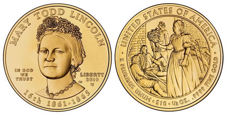 Золотая монета жены Авраама Линкольна 