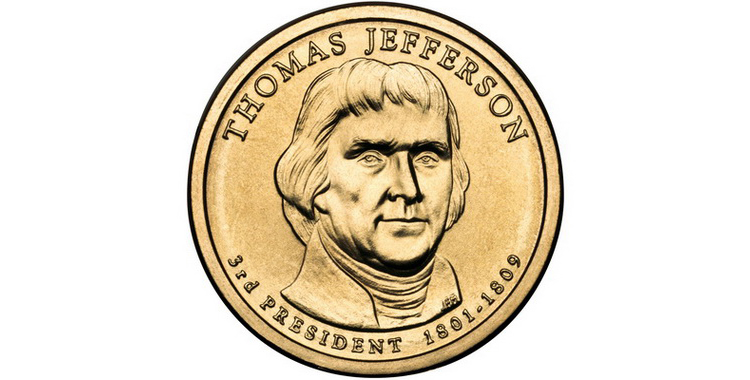 Золотая монета Томаса Джефферсона