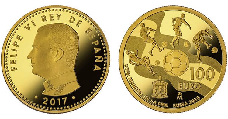Золотая монета евросоюза в 100 евро 2017 года