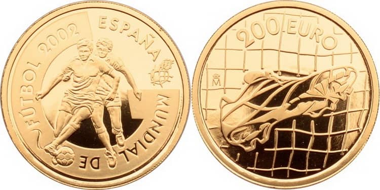 Золотая монета Евросоюза Чемпионат мира по футболу 2002 год