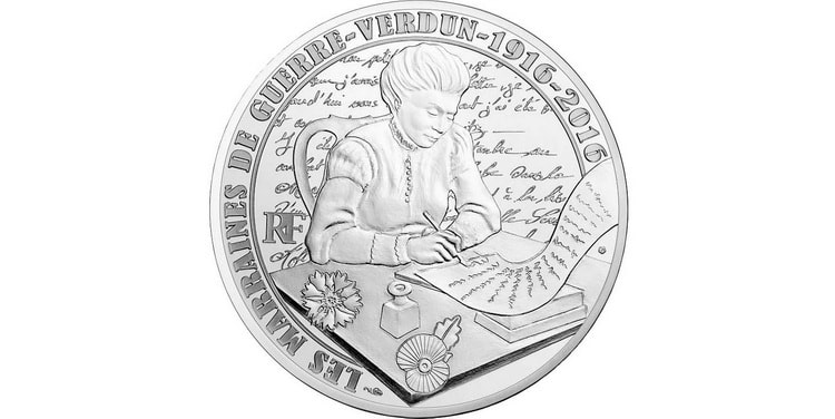 Серебряная монета Европейского союза «Крестная мать войны» 